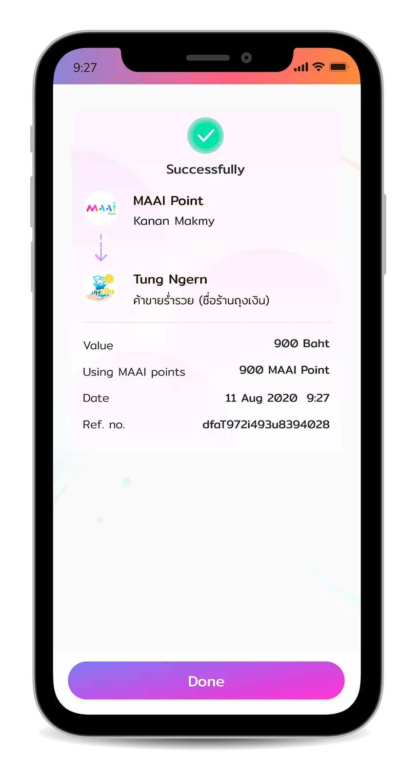 จ่ายด้วยคะแนน MAAI สำเร็จ