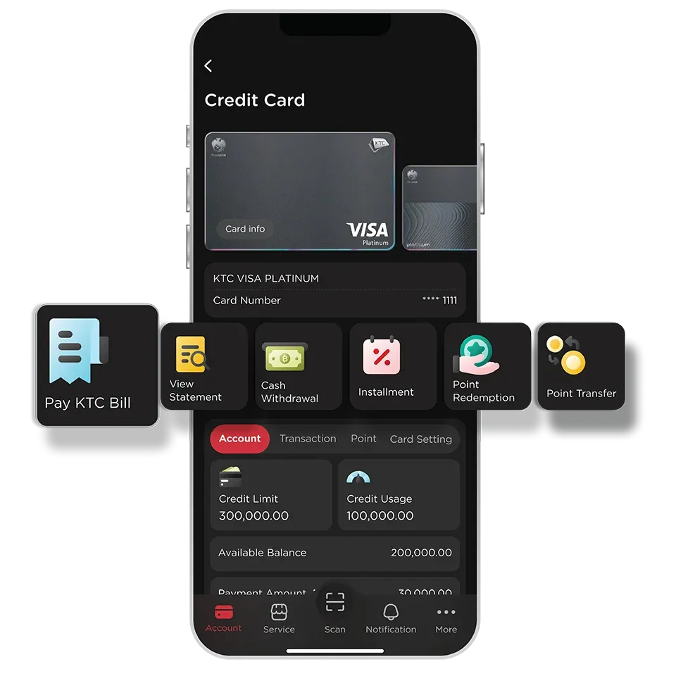 Select KTC Card <br>then select "Pay KTC Bill"