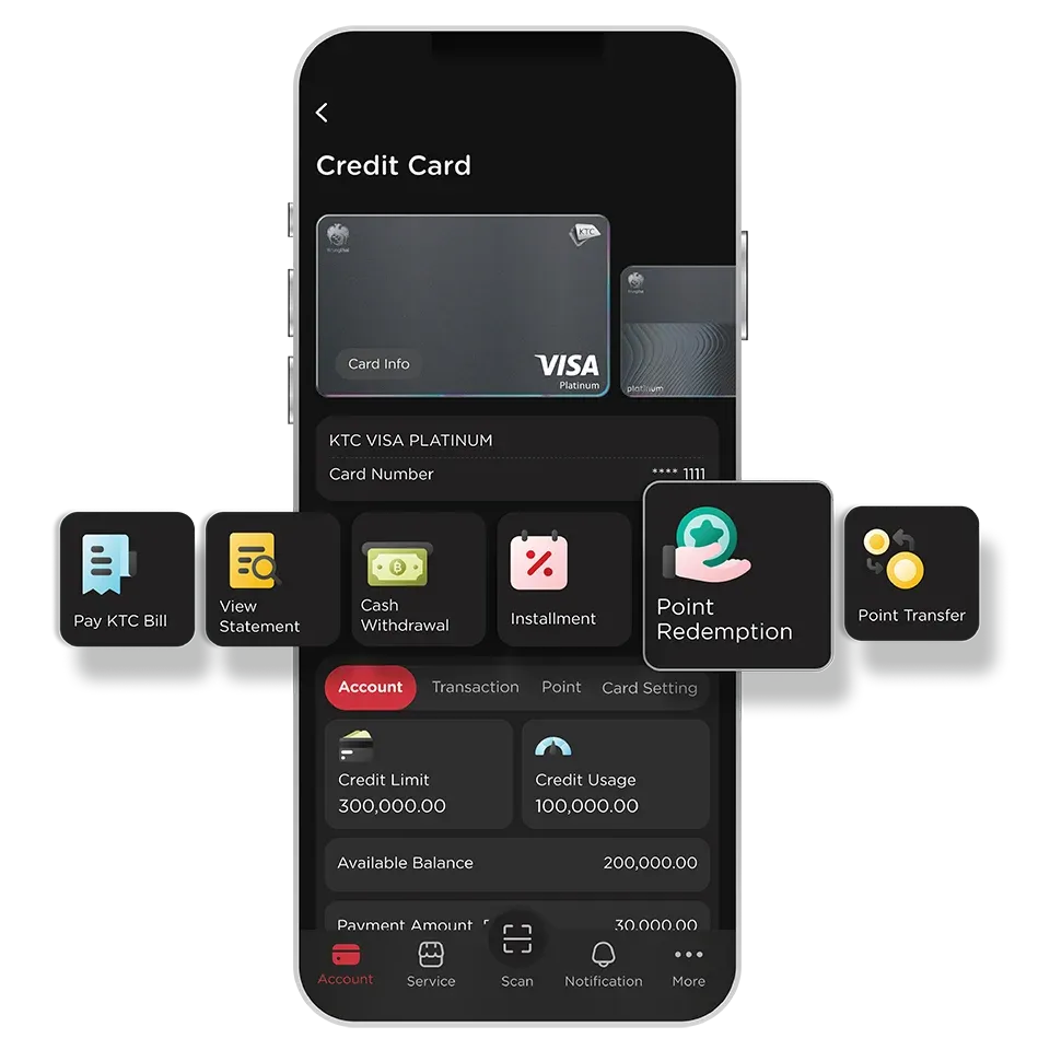 Select KTC Card <br>then select "Point Redemption"