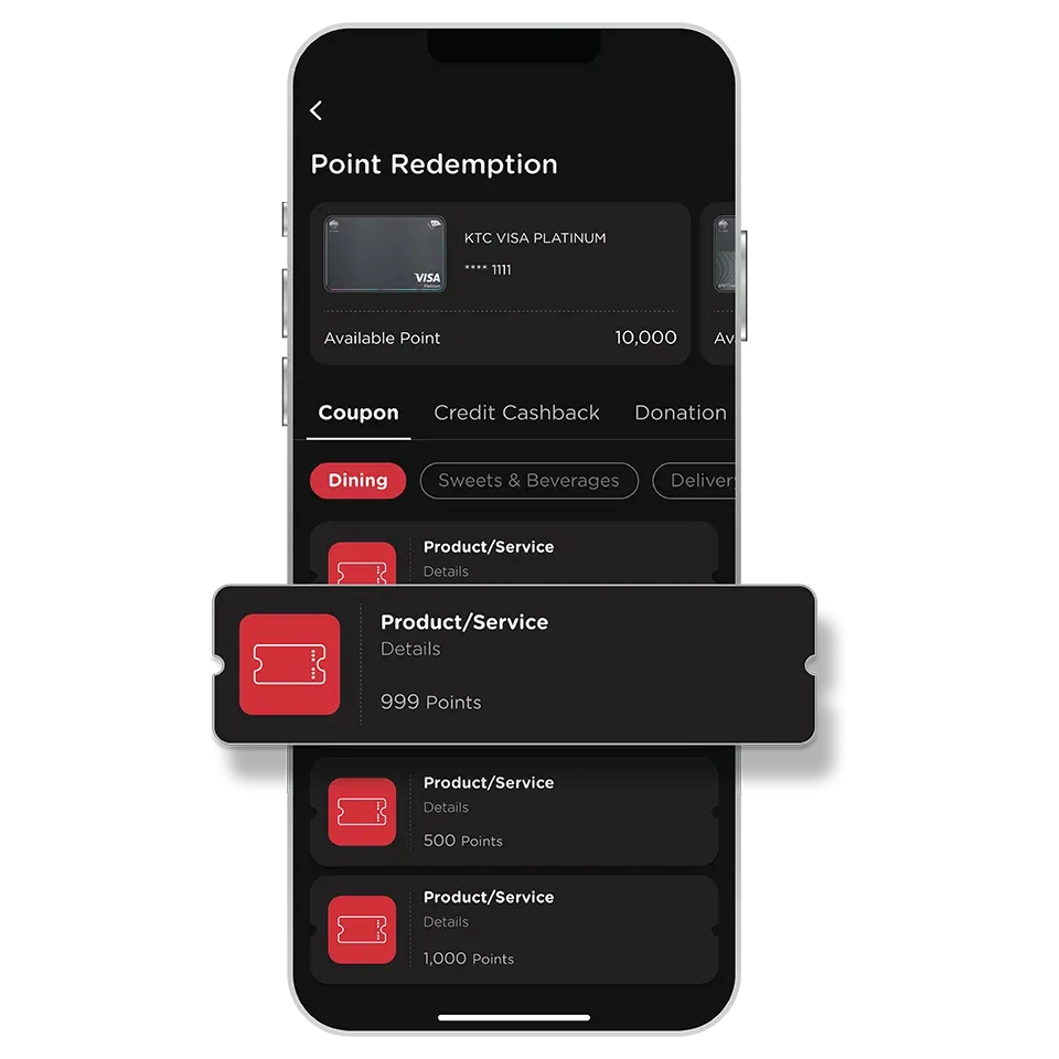 Select category <br>and Coupon to redeem