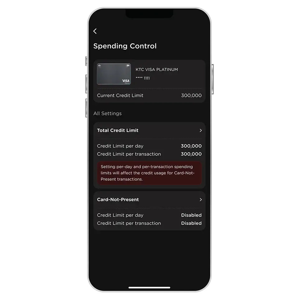 Select type of credit limit