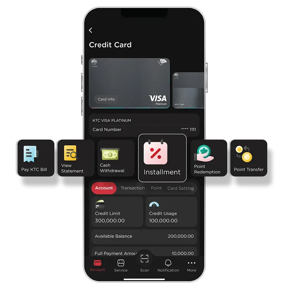Select KTC Card then select “Installment”