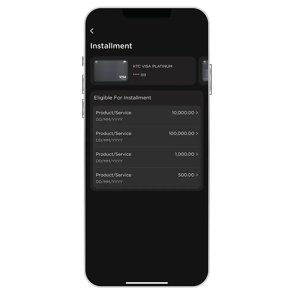 Select transaction for installment