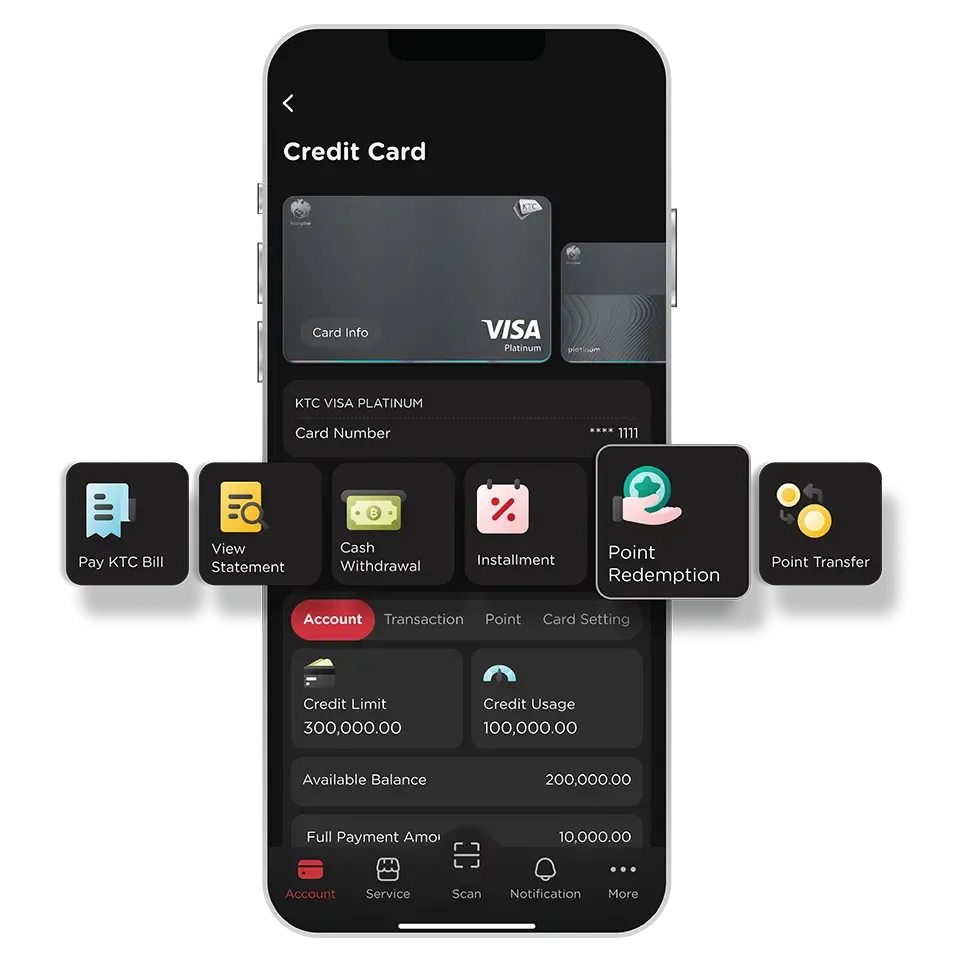 Select KTC Card then select “Point Redemption”