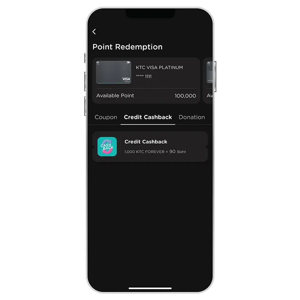 Select “Credit Cashback”