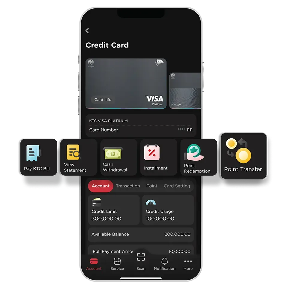 Select KTC Card then select “Point Transfer”