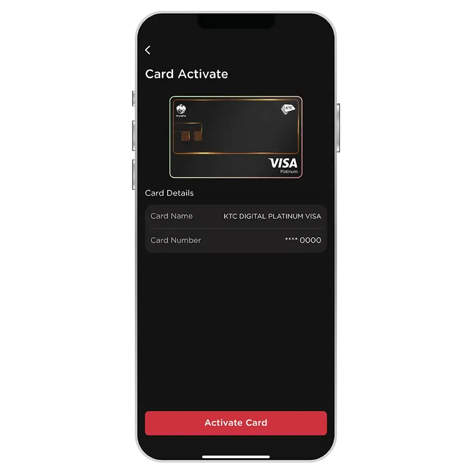 Select "Activate Card" <br>and enter OTP to confirm activation