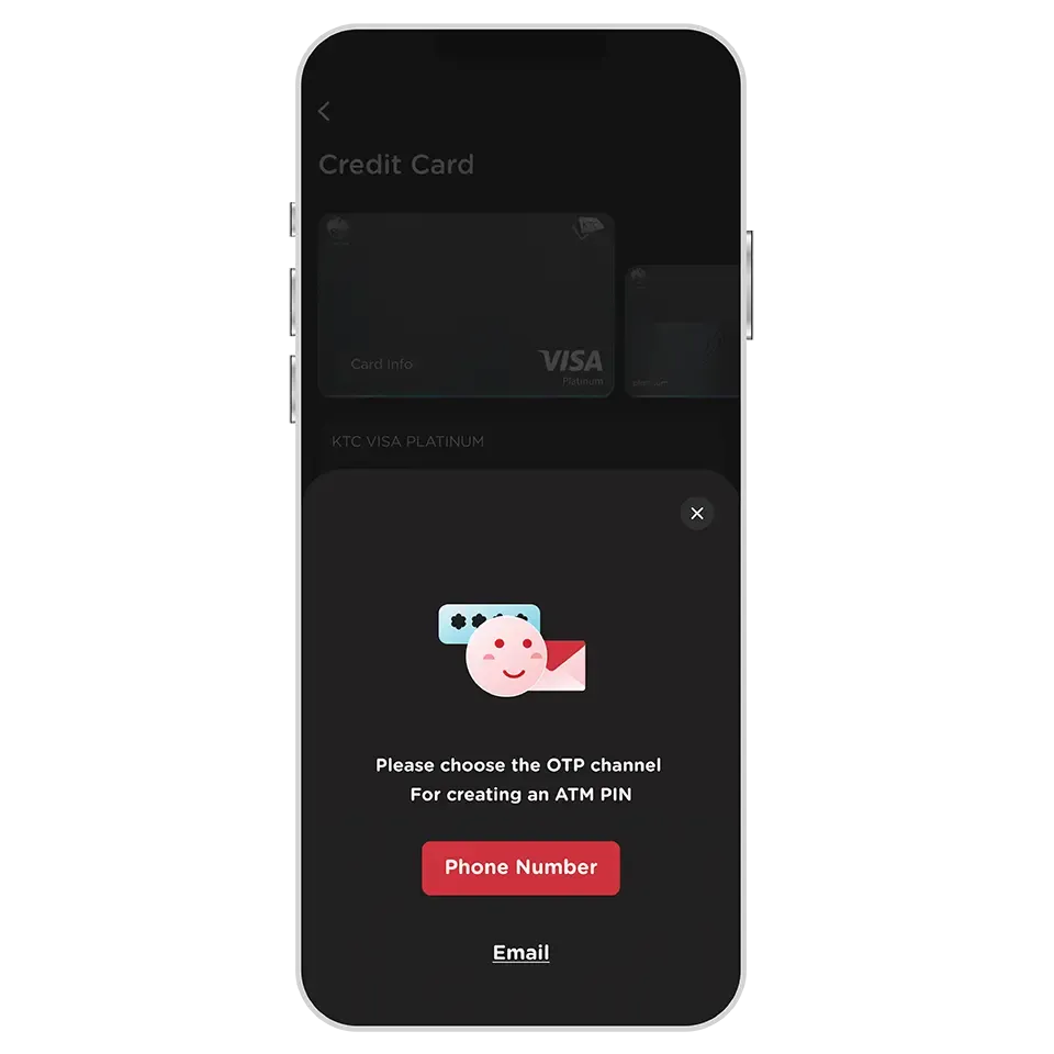 Select OTP channel for creating an ATM PIN